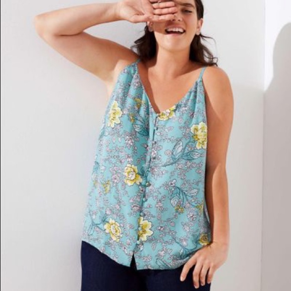 Loft Plus Floral Covered-button Strappy Cami